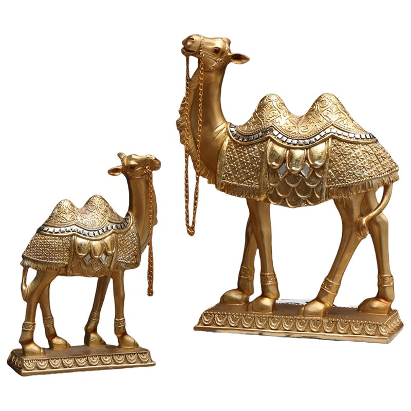Gold Brass Camel Figurine Small Statue Office Home Desk Decoration