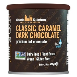 Castle Kitchen Classic Caramel Dark Chocolate Premium Hot Cocoa Mix - Dairy-Free, Vegan, Plant Based, Gluten-Free, Non-GMO Project Verified, Kosher - Just Add Water - 14 oz (Pack of 6)