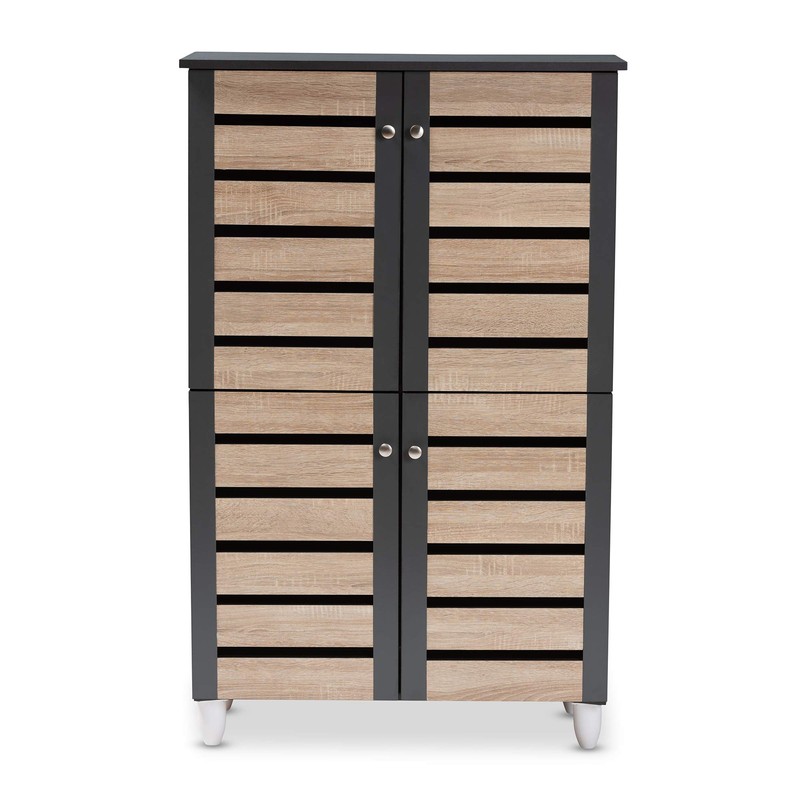 Baxton Studio Shoe Cabinets, One Size, Oak/Dark Gray