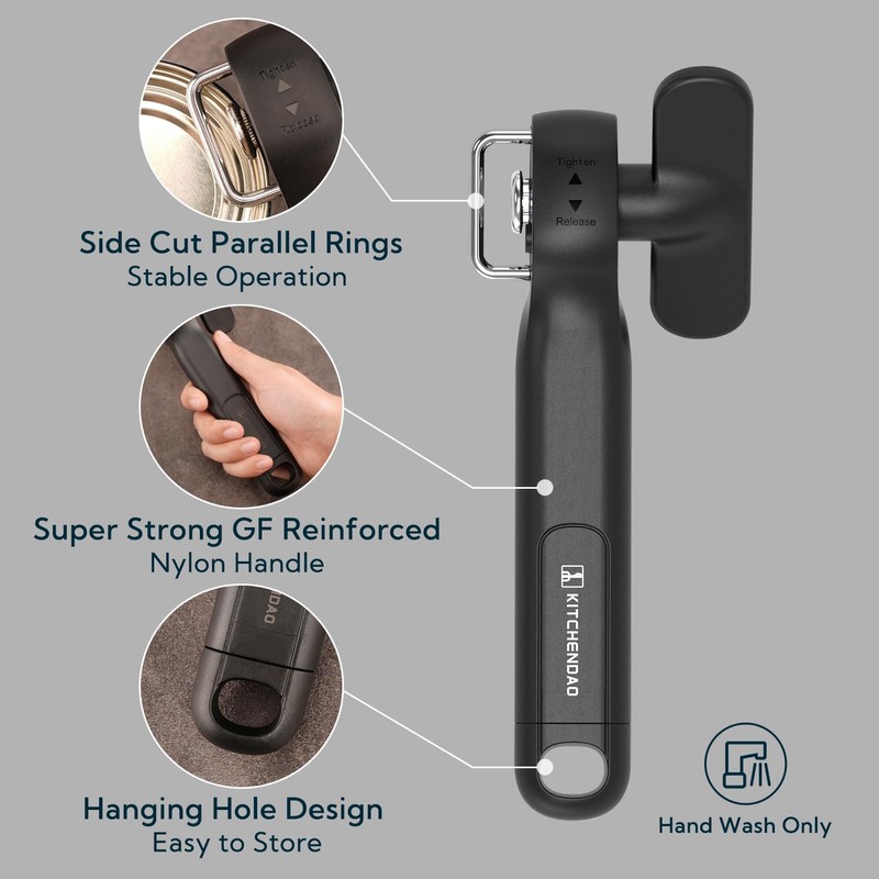 KITCHENDAO Replaceable Can Opener with 3 Extra Blades, Safe Cut
