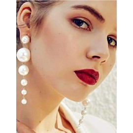 純正淡水パールロングダングルイヤリング – AAA Handpicked品質 – Great for BridesまたはBridesmaids MRealGal