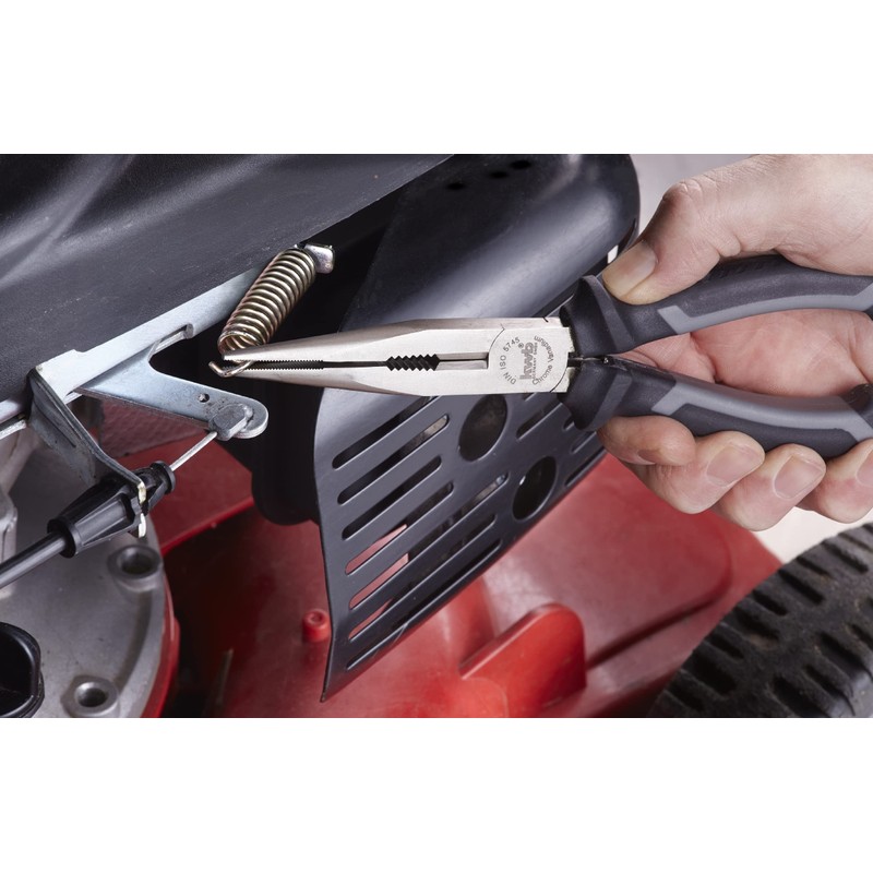 KWB Needle Nose Pliers 200 mm Straight Cutting Edges Hardened,