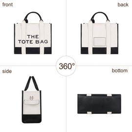 DKIIL NOIYB PU Leather Tote Bag for Women, Large Capacity Women's Leather Totes Bag with Thin Adjustable Strap Double Color Top-handle Bag Crossbody Tote Bags Purse