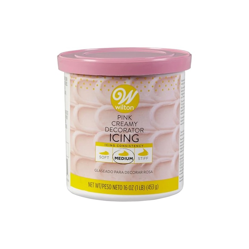 Wilton Vanilla Flavored Frosting, Creamy Decorator Icing, 16 oz (Pink,