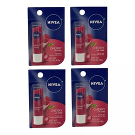 4 Pack Nivea Cherry Lip Care Tinted Scented Shea 0.17 oz Moisturize Hydrate