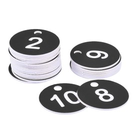 MECCANIXITY Round 1-25 Number Tag Key Tag Acrylic Engraved Black ID Tag for Decoration, Pack of 25