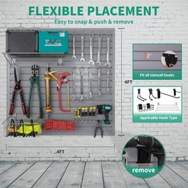 Slat Wall Paneling Garage Slat Wall Storage Systems, Slatwall Panels 4x4 ft Garage Tool Organizer Wall Mount, PVC Wall Panels Garage Wall Organizer Grey Slatwall Wall Panels for Interior Wall Decor