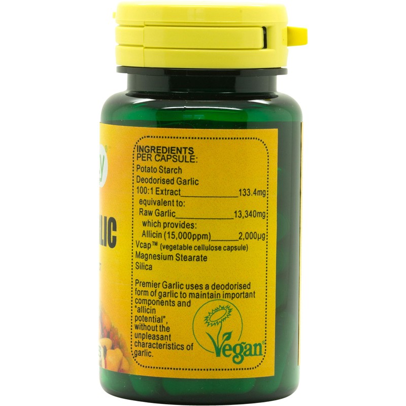 Veganicity Premier Garlic 500mg Digestive Health Supplement - 60 Capsules
