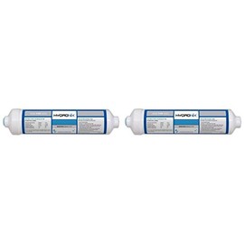 Hydronix ICF-10Q Inline Post Activated Carbon Water Filter Replacement Cartridge with 1/4-Inch Quick Connect for Refrigerator, Ice Maker, RO Reverse Osmosis System, 2000 Gallons (2 Pack)