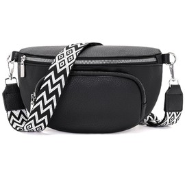 Rorimyth Bum Bag Women's Black Shoulder Bag Women's Small Handbag Women's Crossbody Bag Women's Belt Bag Women, black