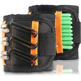 Magnetic Wristband with Strong Magnets for Holding Screw, Drill Bits, Nails, Bolts, Magnetic DIY Belt with 15 Strong Magnet Holds Tools, Best Gifting for Men, Women, DIY Handyman - Pack of 2