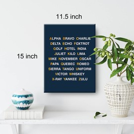 Phonetic Alphabet Canvas Painting Airplane Decor Aviation Art Prints for Home Boys Room Playroom Nursery Wall Decor Framed Artwork Pilot Gifts(12x15 Inch)