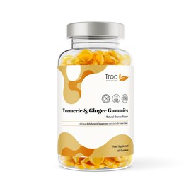 Turmeric Curcumin with Ginger - 60 Natural Orange Flavour Chewable Gummies - Delicious Daily High Strength Gummy Supplement for Adults - Non GMO - Vegan Friendly
