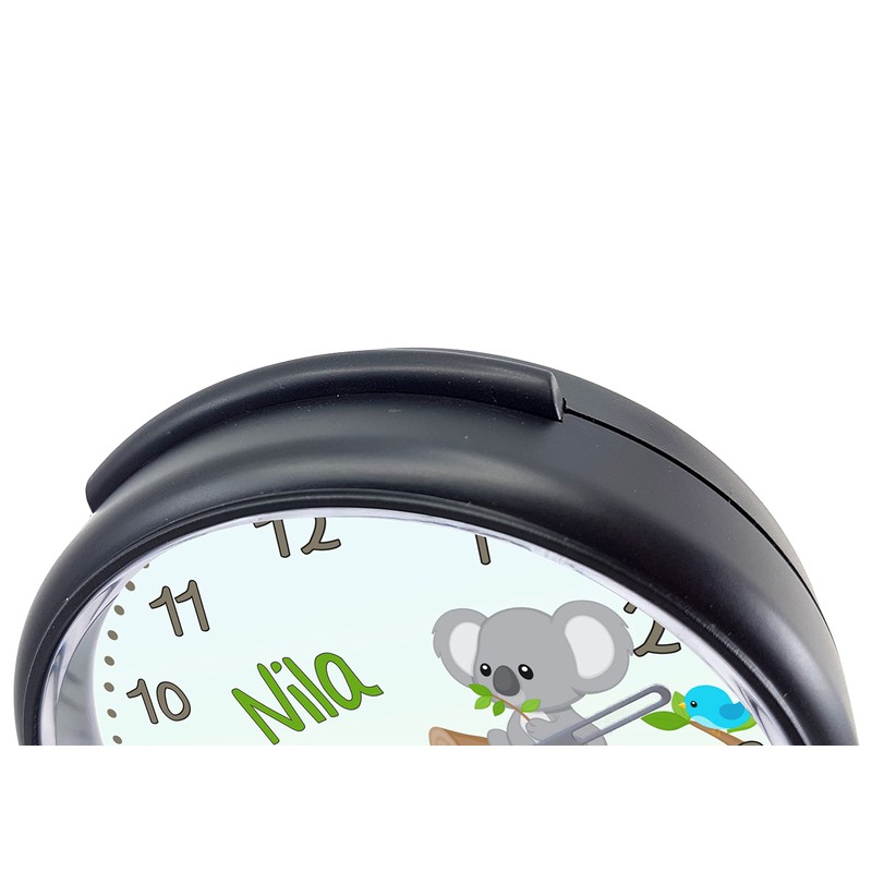 CreaDesign, WU-50-1081-01, Koala, analog Kinderwecker schwarz, Funkwecker ohne Ticken, mit
