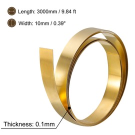 TA-VIGOR 1Pcs Brass Sheet Roll, 3000mm x 10mm x 0.1mm Metal Foil Plate Roll Brass Metal Thin Sheet Strip for Crafts, Electrical Repairs, DIY Projects, Grounding