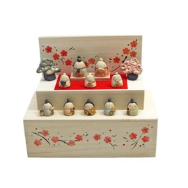 Craftsman House Hina Doll Flower Wooden Box Hina Tiers Decoration Total Length: 2.0 inches (5 cm), Female Hina 1.6 inches (4 cm)