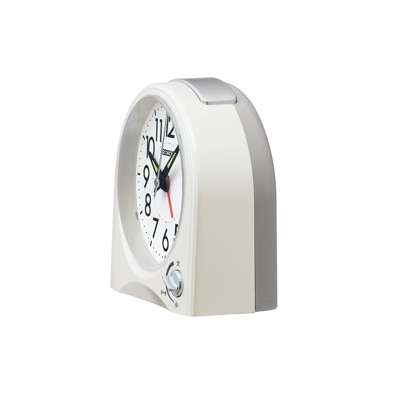 Seiko Clock KR520W Alarm Clock, Analog White Pearl, 4.5 x