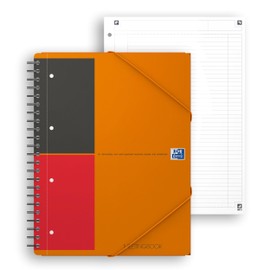 Oxford International A4+ Poly Cover Meeting Book Narrow Ruled with Margin and Perforated Notebook Including Rear Storage Folder, 160 Page, 1 Notebook