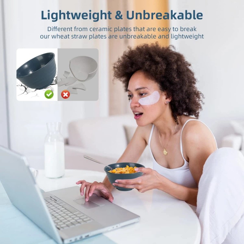 Sgaofiee Wheat Straw Dinnerware Sets - SGAOFIEE 36 Piece Unbreakable
