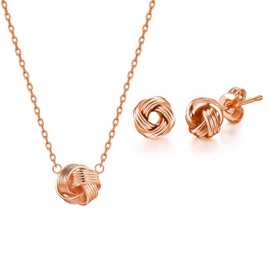 Philip Jones Rose Gold Plated Love Knot Set