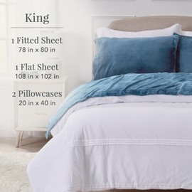 NY Loft Ultra Soft Micro Fleece Sheets Set with Extra Deep Pockets | Extra Soft Velvet Fleece Sheet Set | Super Plush Polar Fleece | Velvet Plush Cozy Warmth | Tribeca Collection (King, Lake Blue)