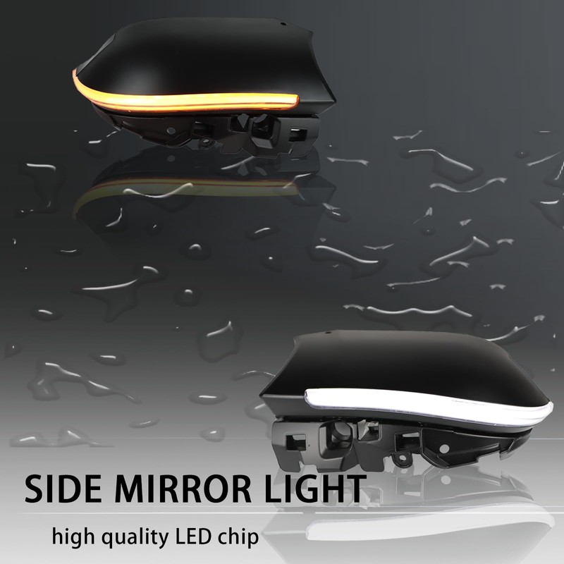 ZDEERAOTO LED Rear Side Mirror Light DRL Amber Sequential Turn