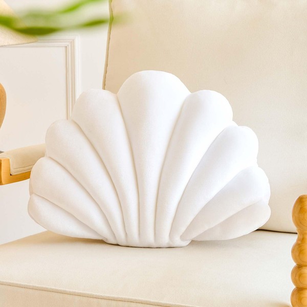 Lfsaaj White Seashell Throw Pillows, Shell Shaped Throw Pillows, 13