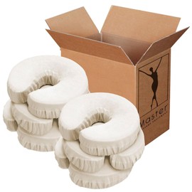 Master Massage Pack of 6 Flannel Face Cradle Covers for Massage Tables- 100% Cotton Extra Large Face Pillow Covers- Massage Headrest Face Rest Cover Set–For Face Cushion - Machine Washable, Off White