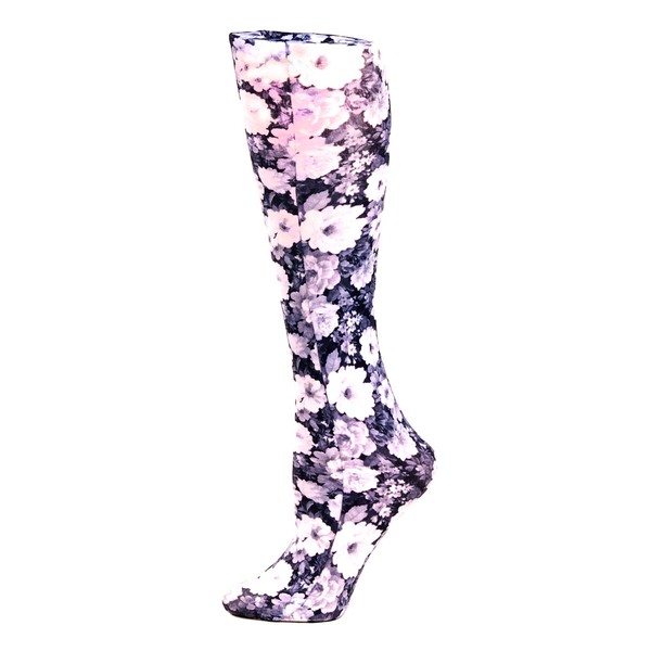 Celeste Stein Therapeutic Compression Socks, Noir Roses, 15-20 mmHg, Moderate, Ant Floral, 0.6 Ounces