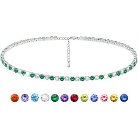 Suyi May Birthstone Necklace Tennis Necklace for Women Cubic Zirconia Necklace