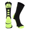 MadSportsStuff Basketball Socks with Basketball Logo Crew Socks (Black/Electric Green,
