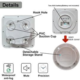 LFGKeng Digital Bathroom Waterproof Wall Clock, Indoor Kitchen Clock with Suction Cup, Plastic Frame, Flexible Choice for Hanging Or Standing, Modern Silent Small Wall Clock for Living Room