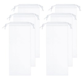 HARFINGTON 6pcs Umbrella Bags 14.6"x5.9" Wet Umbrella Sleeve Cover Reusable Folding Umbrella Storage Bag with Drawstring for Folding Travel Umbrellas, White