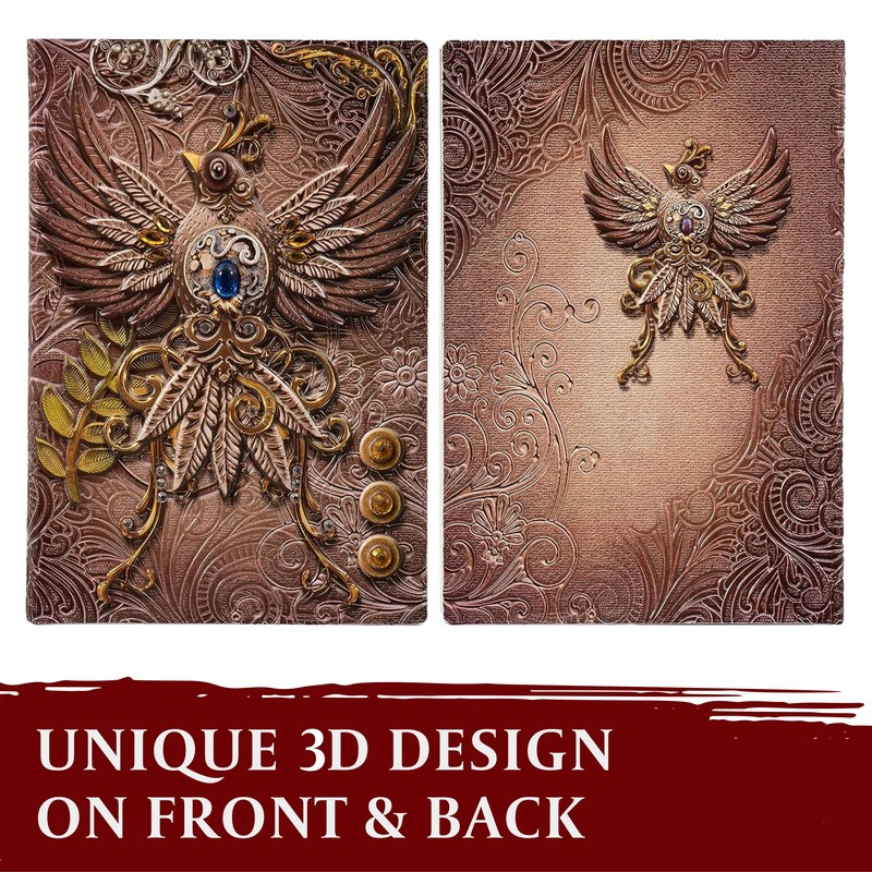 D&D Notebook - RPG Journal/Notebook with 3D Pink Phoenix Motif