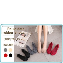 1/2 plus Nibunoichi Plus Women's Shoes, Rubber Mesh, Aqua, Compact, Lightweight, Rain or Shine, For Rain, Polka Dots, Summer, Spring Items, Autumn, red