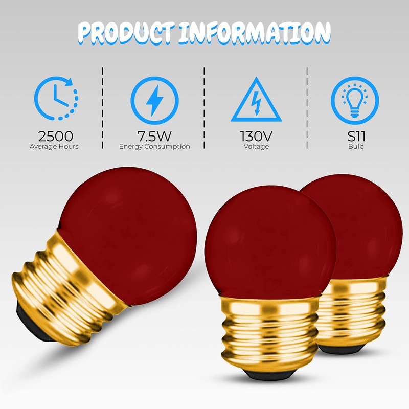 OHLECTRIC S11 Ceramic Red Indicator Night Light Bulbs with E26