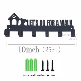 Msimplism.D Key Holder Wall Mount with 6 Hooks, for A Walk Dog Key Rack Organizer for Entryway, Kitchen, Office - Rustproof, Waterproof - Easy Installation, Gift for New Homeowners - 9.8inch/25cm