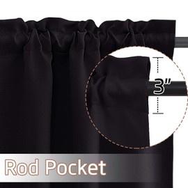 NICETOWN Black RV Window Door Curtains for Car, Small Window Curtians for Camper, Thermal Insulated Blackout Curtain Tiers Window Treatment Tiers for Basement(29W by 24L Inch, Black, 2 Pieces)