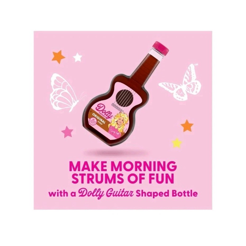 Dolly Parton Pancake Syrup Guitar Shaped Plastic Bottle Sealed New