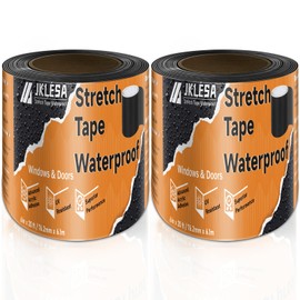 Stretch Tape for Windows & Doors, 6" x 20' Roll UV Resistant Flashing Tape Waterproof, Self-Adhesive Flashing Tape for Windows, Weather Window Tape with Advanced Acrylic Adhesive, Black (2, 6" x 20')