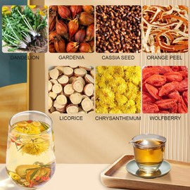 KWOLYKIM 5 Bags Dandelion Wolfberry Tea Bags, Dandelion Tea Chrysanthemum Tea Chinese Wolfberry Tea Bags (60pcs/5 boxes)
