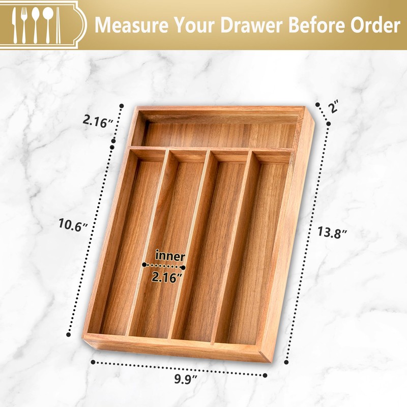 Silverware Organizer, 2 Pack 10 Inch Utensil Organizer Kitchen Drawer