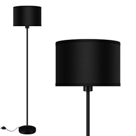 AUQUEE Floor Lamps for Living Room, Modern Standing Lamp, Black Lamp Shades, Foot Switch, Simple Pole Lamps Corner Lamp for Bedroom,Office, Living Room, Den, Bright Reading Floor Lamp(Without Bulb)