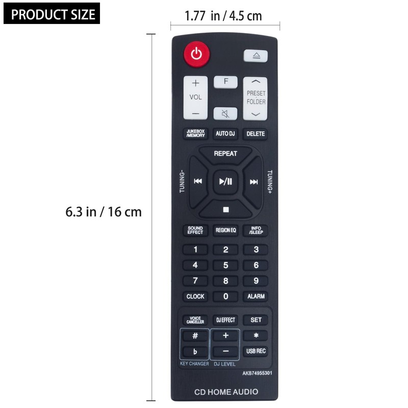 AKB74955301 Replacement Remote Compatible with LG Mini Hi-Fi Audio System