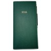 2026 Italian Bonded Leather Forest Green Monthly Pocket Planner/Engagement Calendar