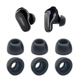 Klowcok Memory Replacement Foam Eartips for Bose QuietComfort Ultra, Earbuds II, Earbuds II Bundle, Comfort Fit (3 Pairs, Black) (Small)