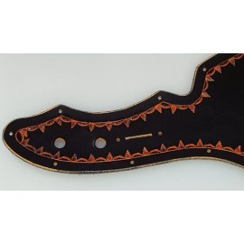 Tool Awl Leather Leather pickguard Fender thinline  hand tooled and dyed Borders black and orang