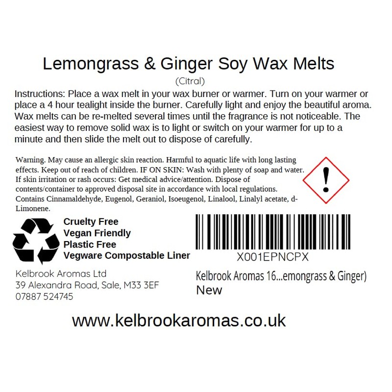 Wax Melts - Lemongrass and Ginger | 16 Pack |