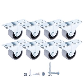 (Pack of 8) 30 mm Small Wheel Casters Rubber Castors for Furniture Non-Swivel Non-Plastic Casters Device & Equipment Small Wheel Casters Screws Included Castors Set (8, Diameter 30 mm/35 kg)