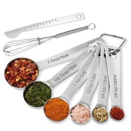 ERKOON 8 pack Cucharas de medición de acero inoxidable, especias de medición e ingredientes líquidos para cocinar y hornear